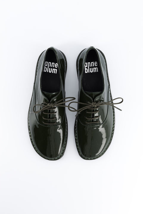 tony - derbies cuir vernis vert forêt - pointure 37