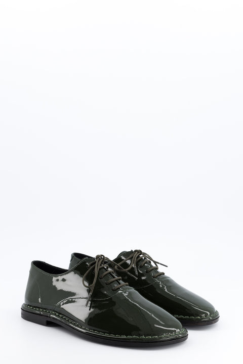 tony - derbies cuir vernis vert forêt - pointure 37