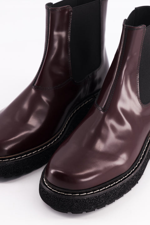 elmet - chelsea boots cuir glacé bordeaux