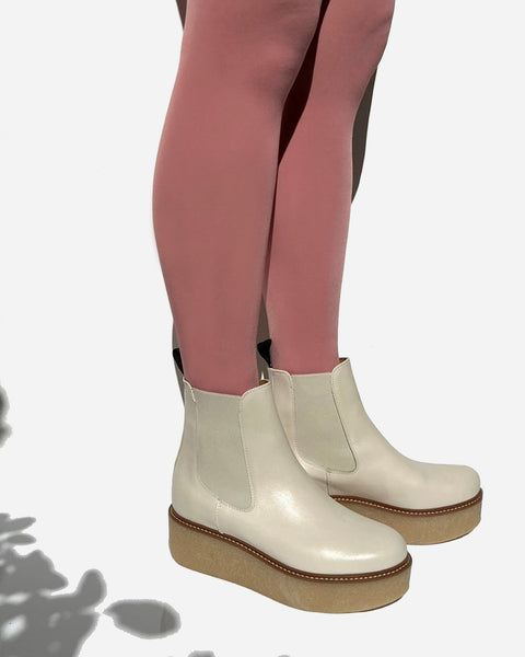 pooky - chelsea boots cuir crème