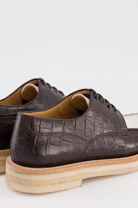 libby - derbies cuir chocolat façon croco - pointure 36 - prototype