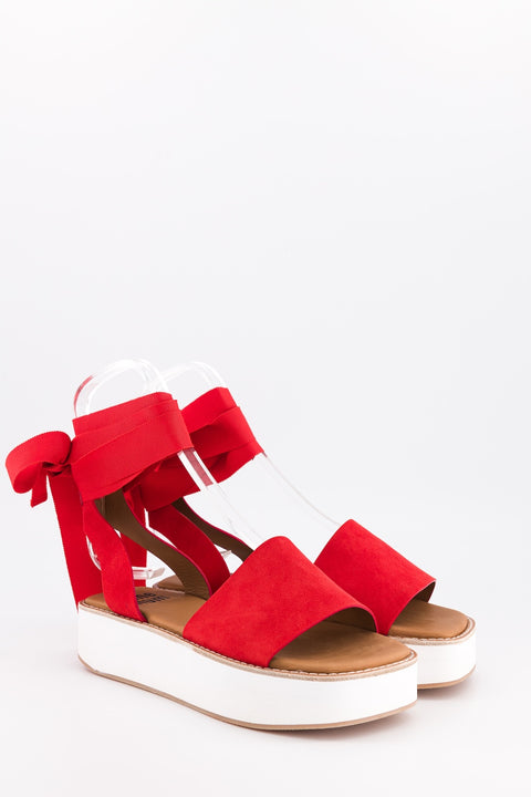 MARY - Sandal leather black with ribbon