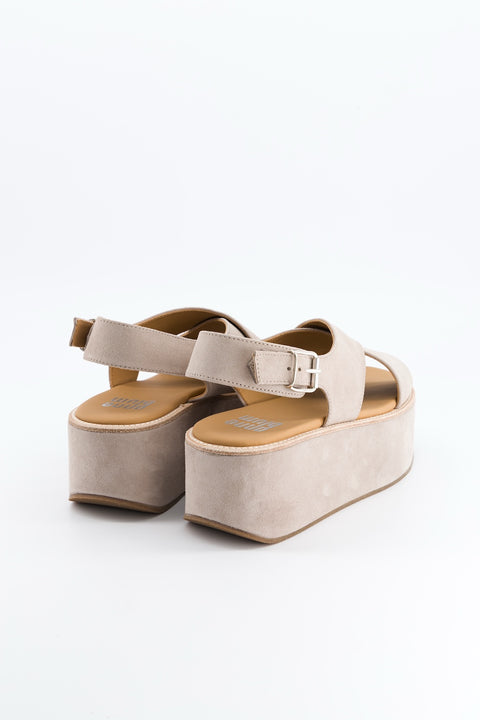 mavis - sandale brides croisées daim beige poudré