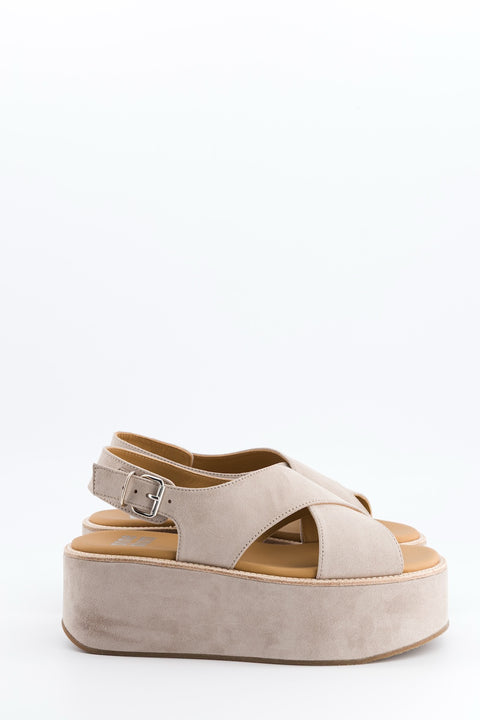 mavis - sandale brides croisées daim beige poudré