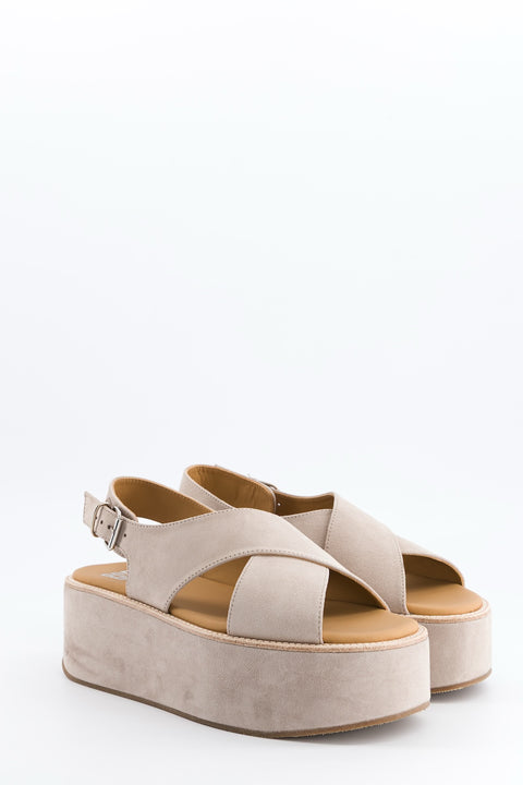 mavis - sandale brides croisées daim beige poudré