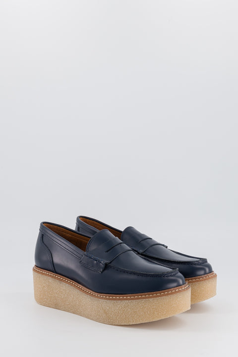 PENNIE - Navy glazed leather