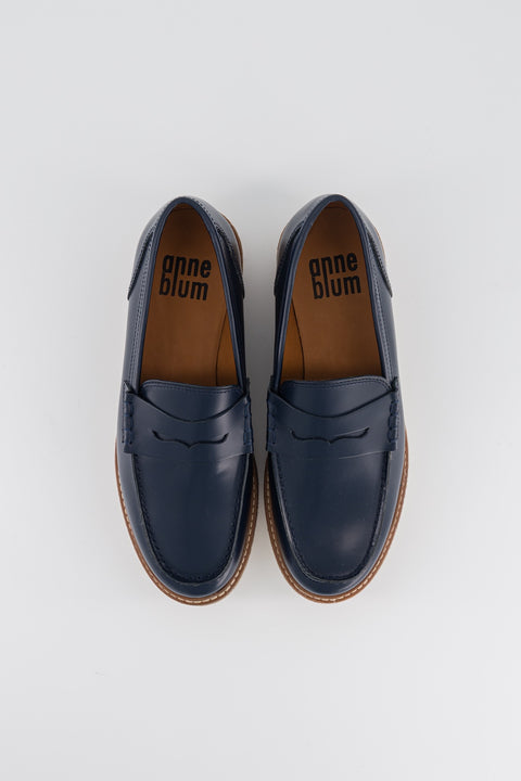 PENNIE - Navy glazed leather