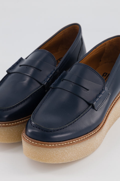 PENNIE - Navy glazed leather