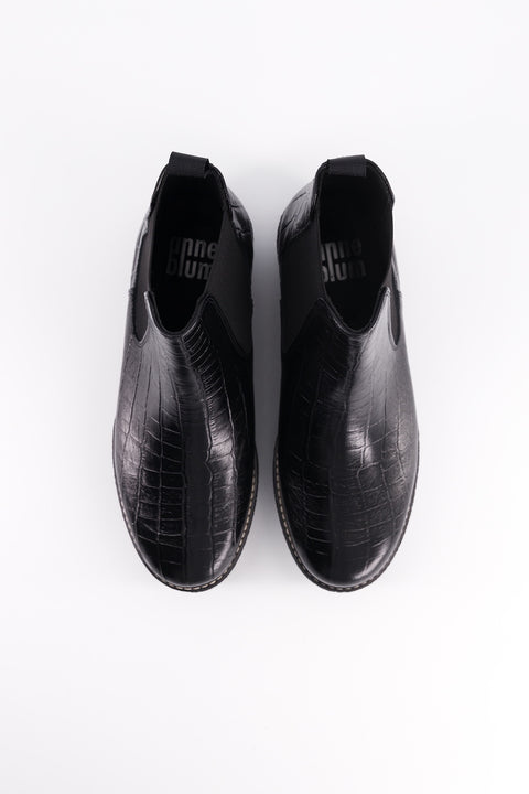 Pooky - black crocodile chelsea boots