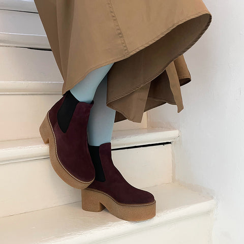 Dolly - burgundy suede chelsea boots
