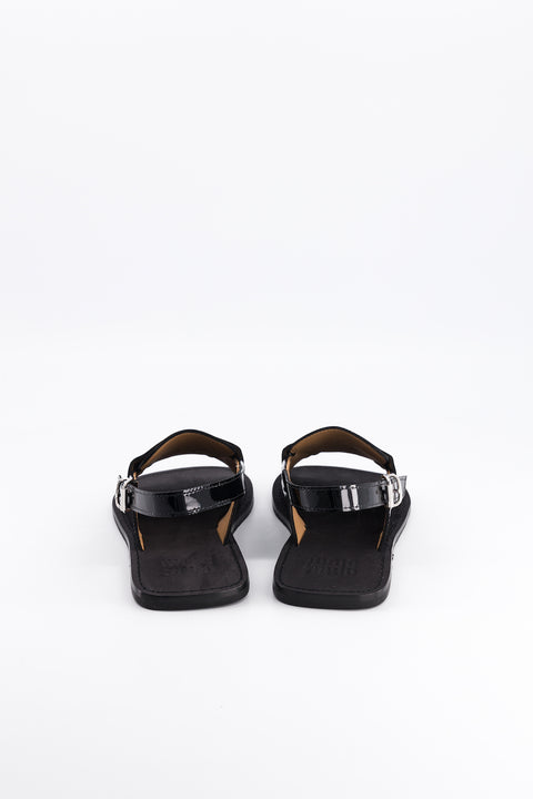 carry - sandale type mocassin cuir vernis noir