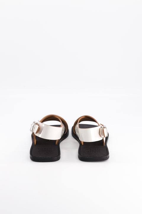 CLARA - Cross-straps sandal patent leather offwhite
