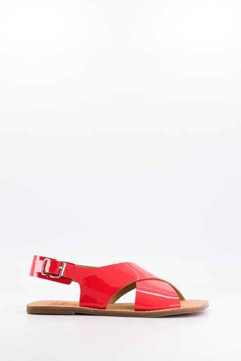 clara - sandale brides croisées cuir vernis pavot