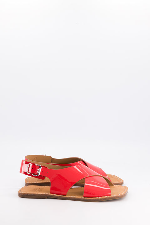 clara - sandale brides croisées cuir vernis pavot