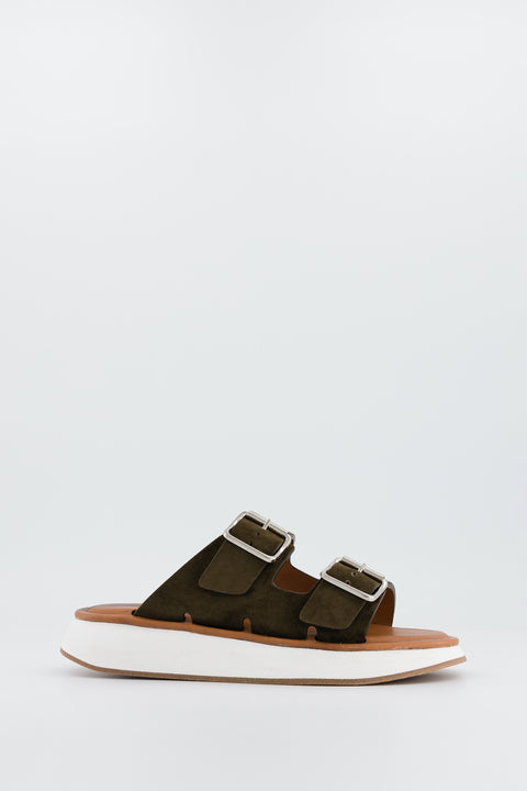 JOAN - Double straps sandal in suede kaki