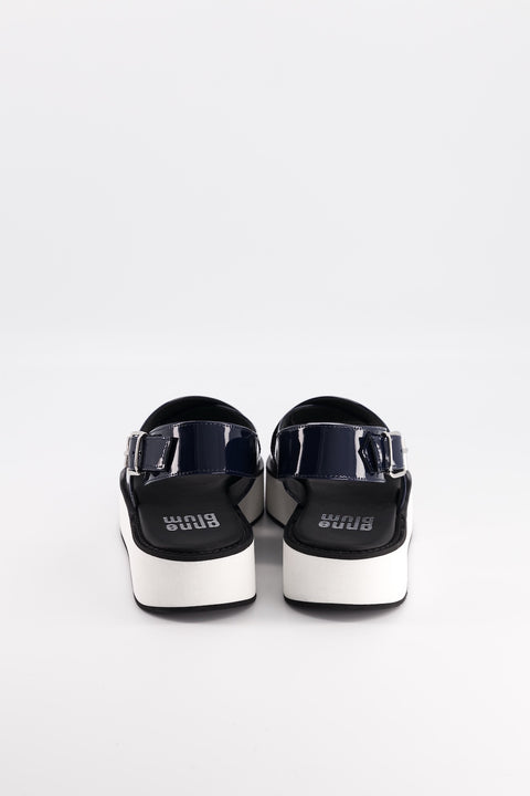 malabar - sandale brides croisées cuir vernis navy