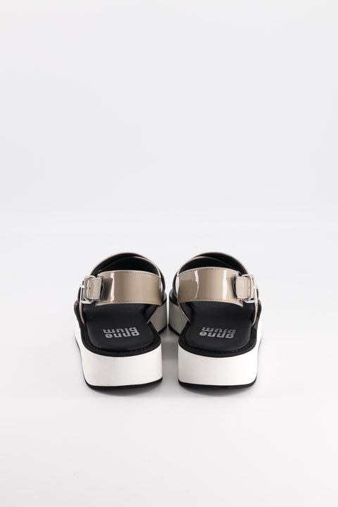malabar - sandale brides croisées cuir vernis taupe