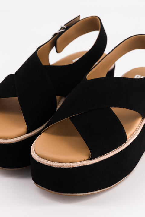 mavis - sandale brides croisées daim noir