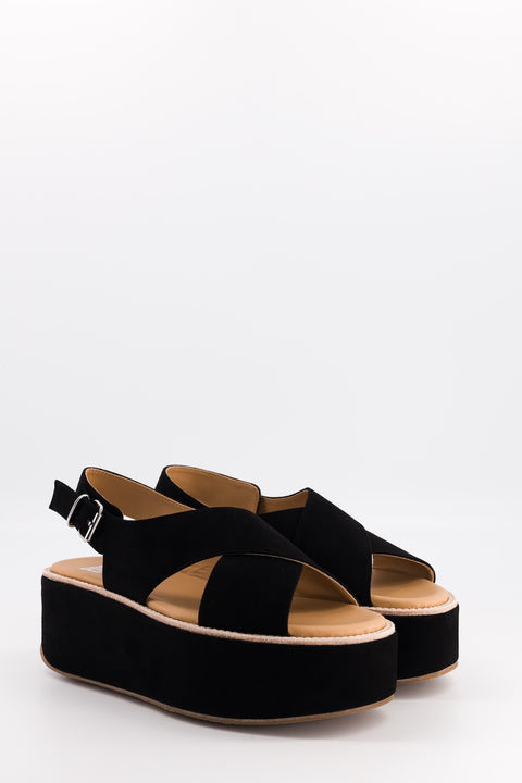 mavis - sandale brides croisées daim noir
