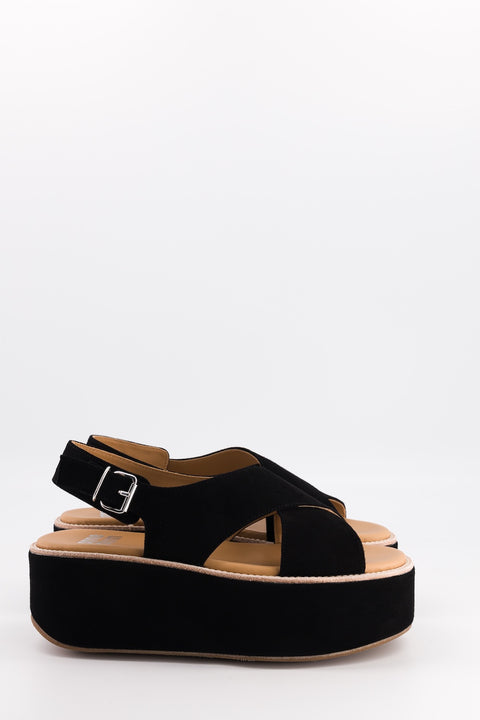 mavis - sandale brides croisées daim noir