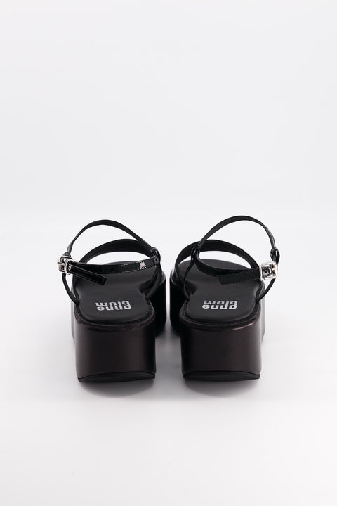 melody - sandale plateforme cuir vernis noir