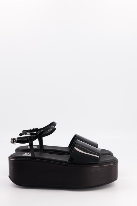 melody - sandale plateforme cuir vernis noir