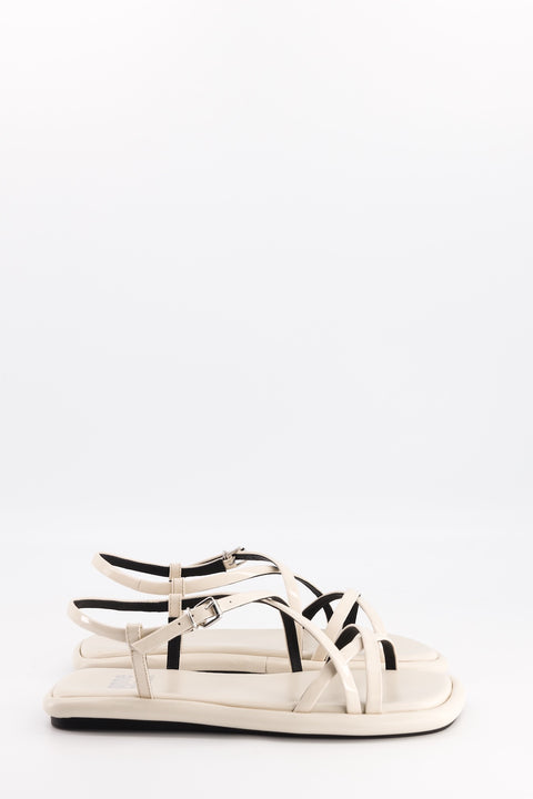 naomi - sandale plate cuir vernis crème