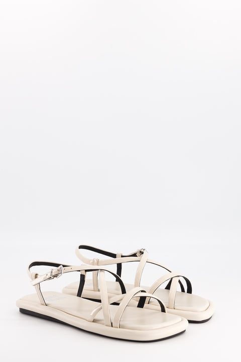 naomi - sandale plate cuir vernis crème