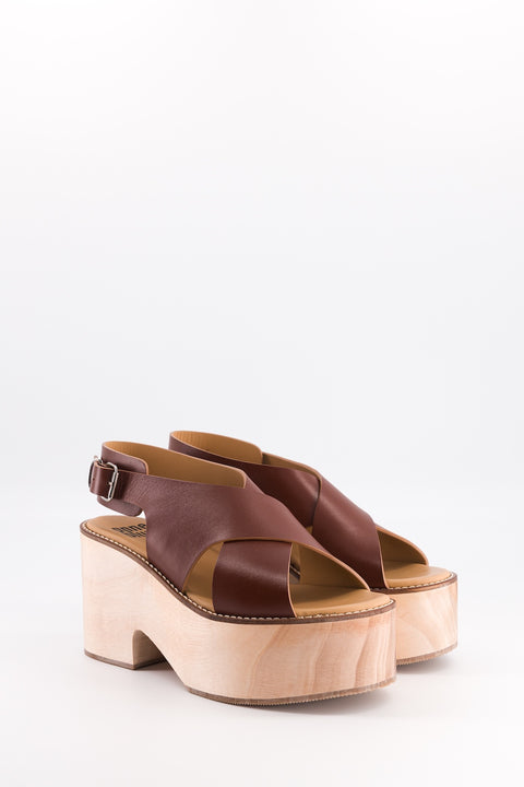 SOFIA - Cross-straps sandal leather chocolate