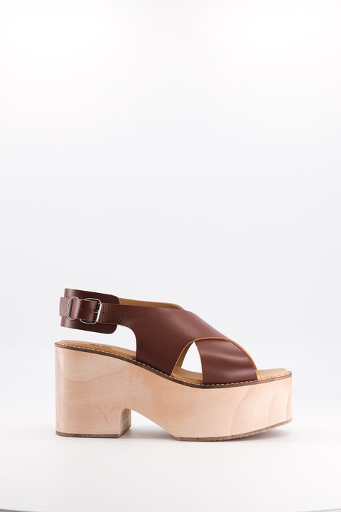SOFIA - Cross-straps sandal leather chocolate