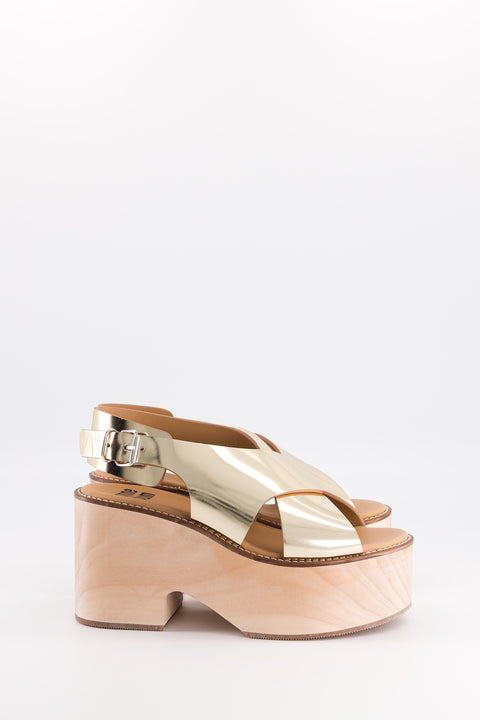 SOFIA - Cross-straps sandal leather platinum mirror