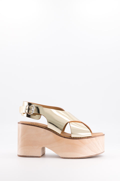 SOFIA - Cross-straps sandal leather platinum mirror