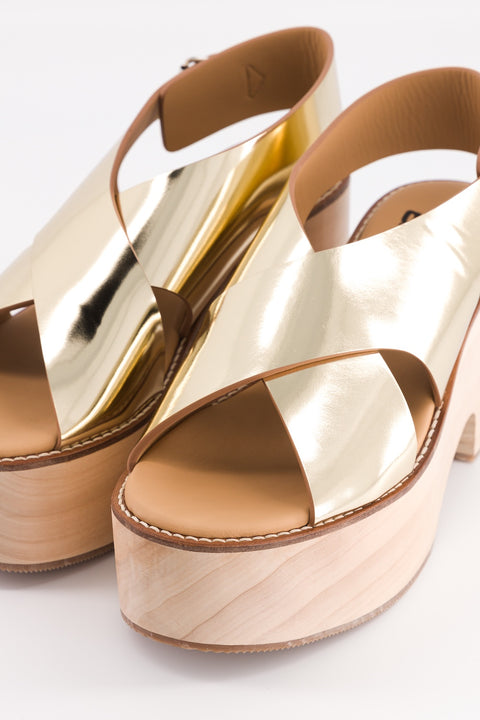 SOFIA - Cross-straps sandal leather platinum mirror