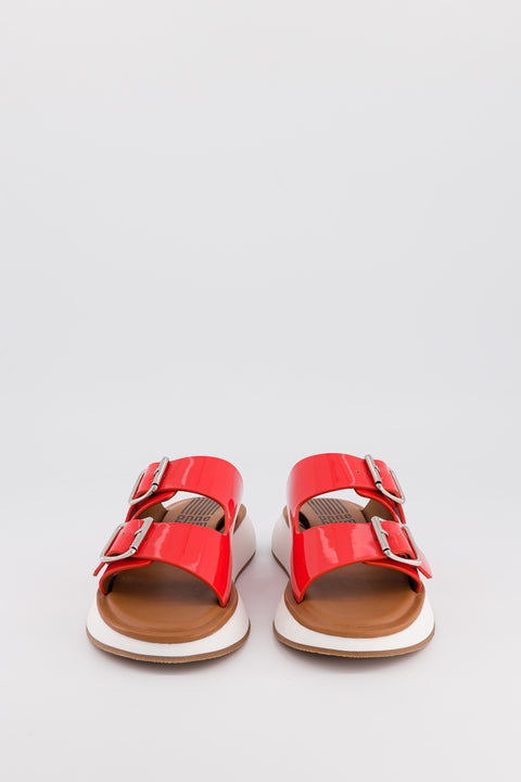 orange-mules-cuir vernis-Joan-Anne Blum
