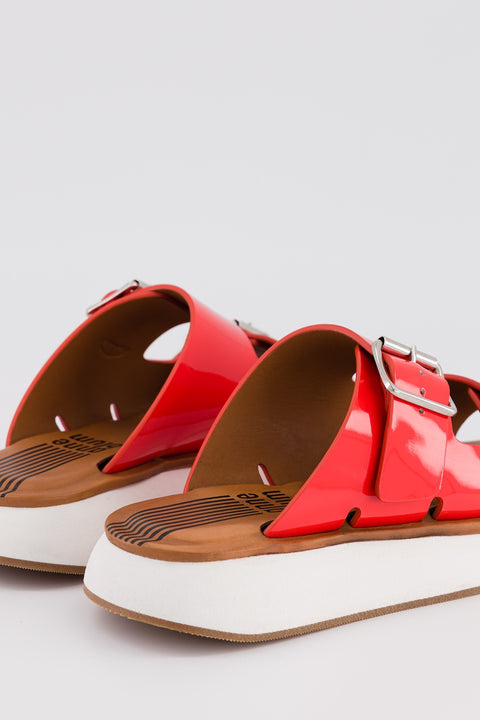 orange-mules-cuir vernis-Joan-Anne Blum