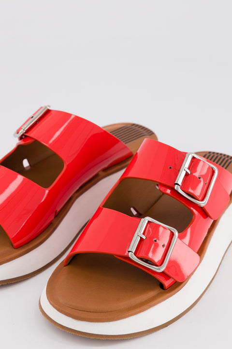 orange-mules-cuir vernis-Joan-Anne Blum