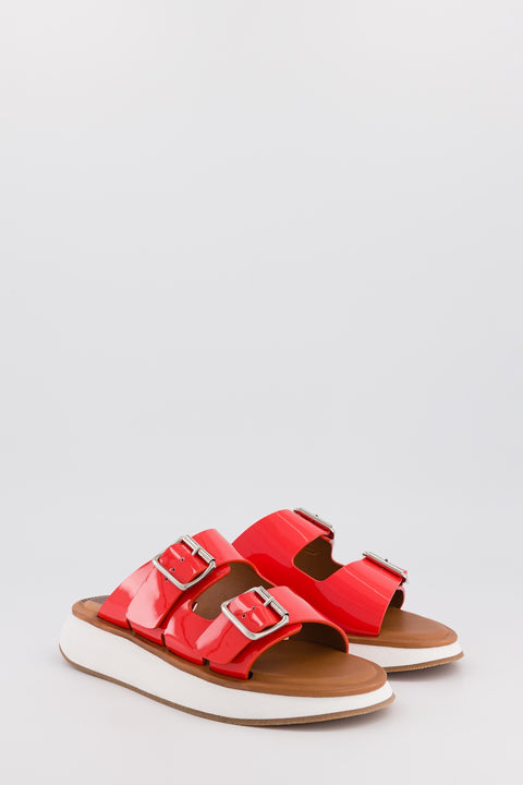 orange-mules-cuir vernis-Joan-Anne Blum