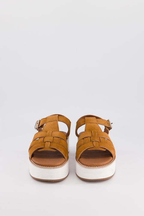 noisette - Sandale multi-brides - Cuir velours - Mila - Anne Blum