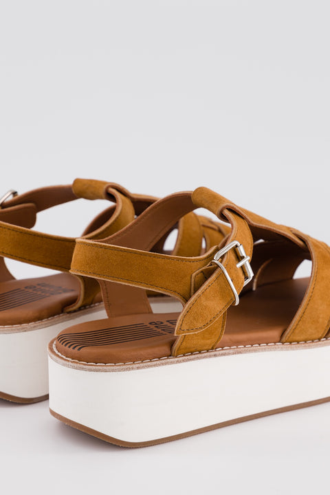noisette - Sandale multi-brides - Cuir velours - Mila - Anne Blum