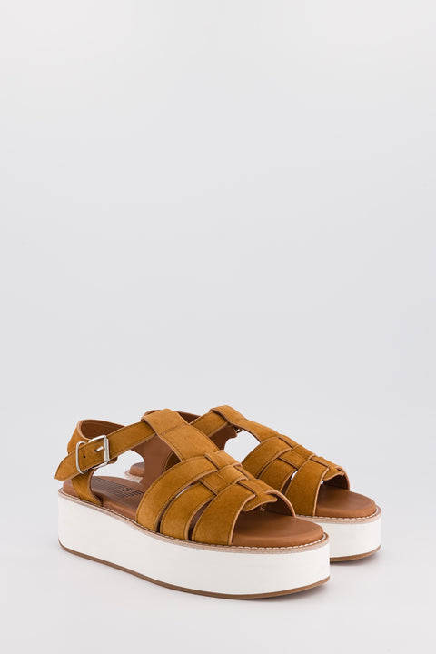 noisette - Sandale multi-brides - Cuir velours - Mila - Anne Blum