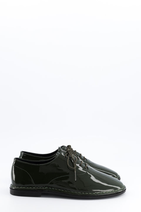 tony - derbies cuir vernis vert forêt - pointure 37