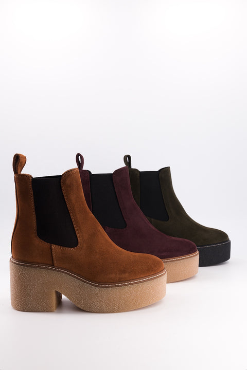 Dolly - chelsea boots daim bordeaux