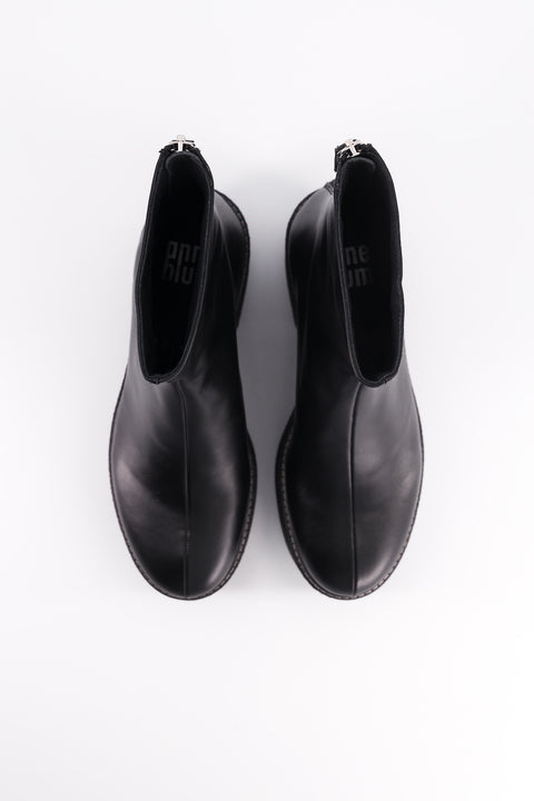 Domino - bottine zippé cuir noir