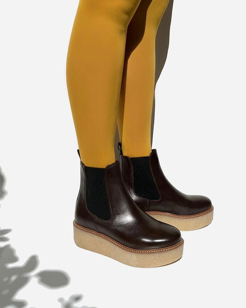 pooky - chelsea boots cuir chocolat