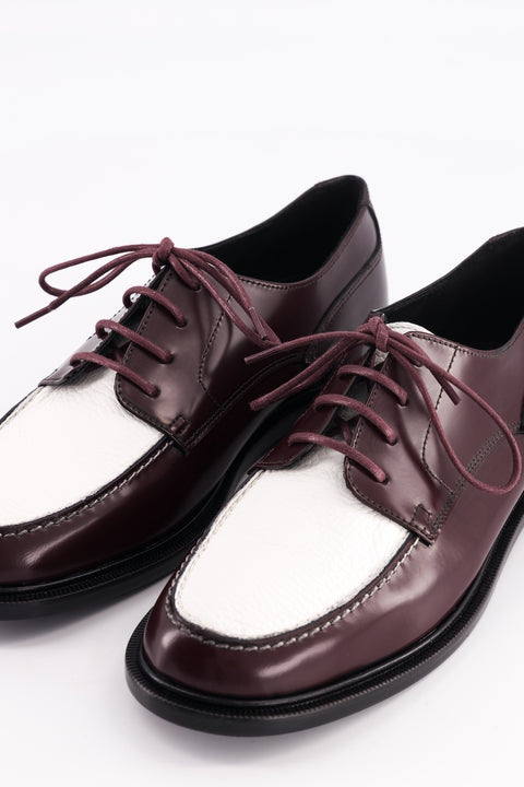 Derbies Idaho - glazed leather burgundy and grained leather white