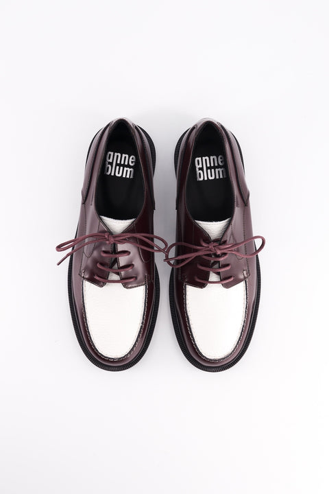 Derbies Idaho - glazed leather burgundy and grained leather white