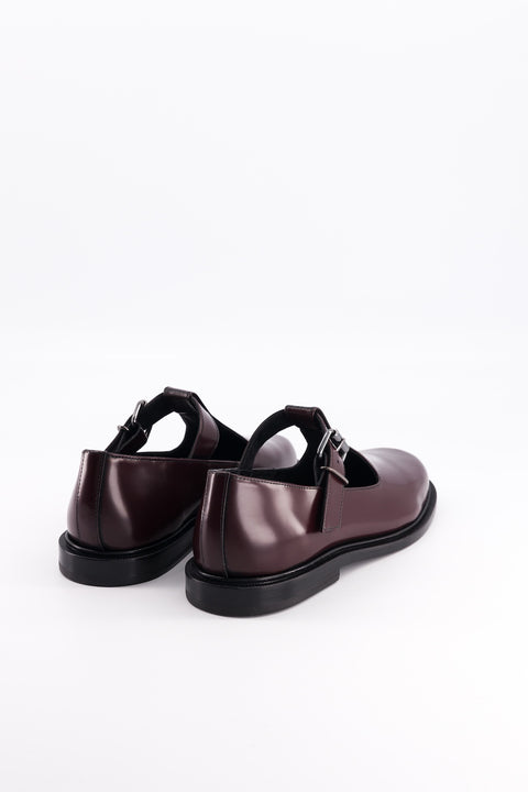 T-straps shoes Iman - glazed leather burgundy