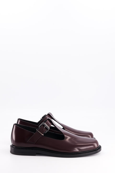 T-straps shoes Iman - glazed leather burgundy