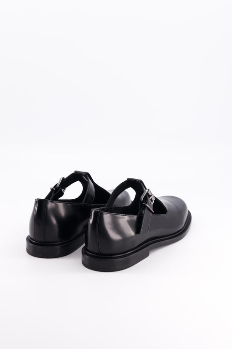 T-straps shoes Iman - glazed leather black