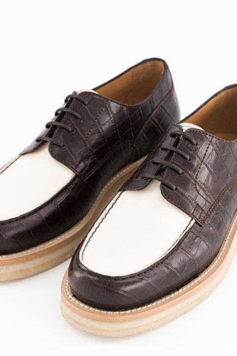 libby - derbies cuir crème-chocolat